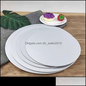 Cake Tools Cake Board Rounds White Circle Cartboard Base Holders Disponible Plate Tray 5 Storlekar för att dekorera bakförsörjning Myinf0 DHWMX