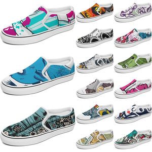 Sapatos personalizados Slip-On Shoe Shoe Sneakers personalizados homens homens azul vermelho amarelo Classic Custom confortável Low Platform Sneaker Color54