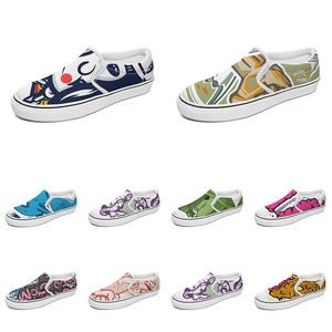 Homens Mulheres Mulheres Custom Slip On Canvas Shoes Anime Cartoon Animal Design Diy Palavra preta Branca azul vermelho ao ar livre Mens treinador 167