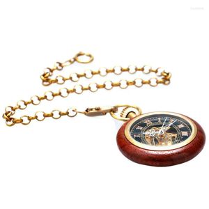 Taschenuhren M160 Clamshell Handaufzug Mechanische Uhr mit Box Skeleton Gears Männer Frauen Phoenix und Drache Geschenk