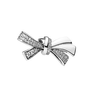 925 Sterling Silver Sparkling Bow Charm Original Box For Pandora Bangle Armband Women Girls Jewelry Diy Making Accessories Charms P￤rlor Factory Wholesale