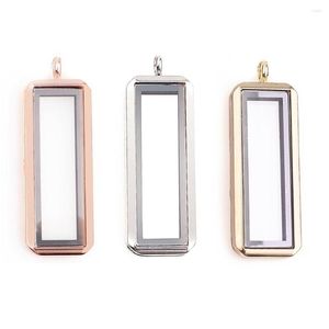 Pendant Necklaces 1PCS/lot Upright Plain Rectangle Floating Locket Glass Memory Living Fit For Women Gift Jewelry