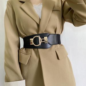 Belts Design Waist Seal Women Big Gold Buckle Belt Fashion Wide Elastic Waistbands Cummerbunds For Dress Coat Gift