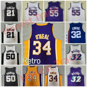 Retro 50 David Robinson Jersey de basquete Jason 34 Neal Rose Trowback Amarelo 32 Karl Malone White Black mens Jerseys costurado