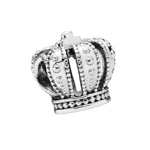 Ciondolo a forma di corona in vero argento sterling con scatola originale per bracciale rigido Pandora da donna, ragazze, creazione di gioielli, accessori, perline, ciondoli, all'ingrosso in fabbrica