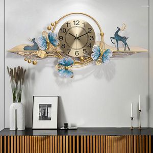 壁時計モダンな審美的な時計ベッドルームメタルユニークなクリエイティブリビングルームウォッチファンシーオリエンタルアートリロジェス装飾アイテム