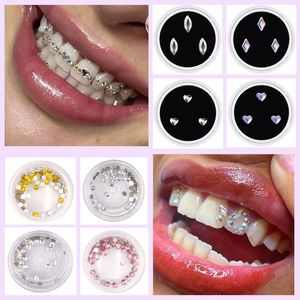 Altro Igiene orale Scatola da 3 pezzi Dente dentale Gemma Gioielli in cristallo Bellezza acrilica Ornamenti con diamanti Materiale decorativo Varie forme per scegliere 221114