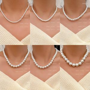 Pendanthalsband Kvinnors grundl￤ggande franska h￶ga textur P￤rlhalsbandstorlekar 4 6 8 10 12 14 mm Wedding Holiday Gift Jewelry 2022