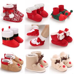 İlk Yürüyüşçüler Sevimli Kış Bebek Kız Erkek Sıcak Ayakkabı Tut Muply Noel Elk Anti-kayma doğumlu Yürümüş Bebek Ayakkabı 221117