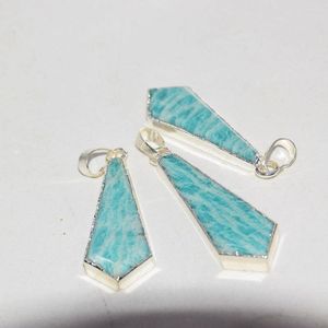 Vite a ciondolo freccia in pietra naturale per gioielli che producono donne fetta di amazonite azzurra grande a strisce gemma freccia spada facciata