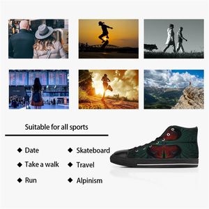 Sapatos personalizados DIY Men Classic Canvas High Cut Skateboard Casual Impressão UV Brown Women Sports Sneakers Moda à prova d'água ao ar livre Aceitar personalização