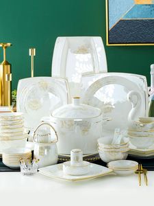 Talerze Vintage chińska kolacja luksusowy okrągły porcelanowy dom kreatywny moda geschirr set stołowy stołowy ei50tz