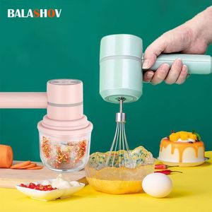 Blender Wireless Food Mixers 2 In 1 Portable Electric Garlic Chopper Masher Whisk Egg Beater 3-Speed Control Kitchen Handheld Frother 221117