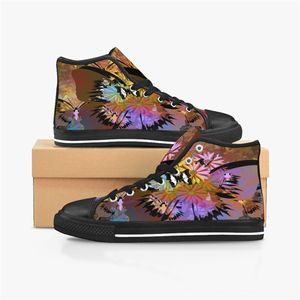 M￤n stitch skor anpassade sneakers canvas kvinnor mode svart orange mid cut andas walking jogging color6