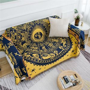 Coprisedie Galaxy Constellation Copridivano Giallo Per Soggiorno Coperta Per Il Tempo Libero Decorazione Antipolvere Coperta Arazzo Multifunzione