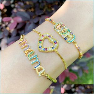 Charm armband 18k guld mamma armband pl justerbar hj￤rta mamma charm diamant armband kvinnor mode smycken mor present droppe leverera dhk9h