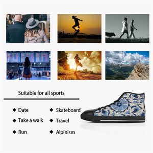 tênis Sapatos de grife personalizados casuais masculinos canvas feminino moda preto laranja corte médio respirável caminhada caminhada cor25287646