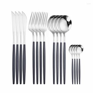 Dinnerware Sets Kitchen Cutlery Set Forks Knives Spoons Tableware Stainless Steel Dinner Red Gold 16pcs Flatware Eco Friendly