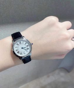 Vintage Must Quartz Horloge Dames Geometrische Cirkel Horloge Vrouwelijke Zwart Lederen Kalender Horloges Romen Nummer Klok 29mm 36mm