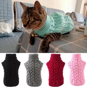 Cat Costumes Autumn Winter Pet Clothes Solid Knitted Puppy Sweater For Small Dogs Cats Warm Stretch Sphynx Clothing Kitten Pullovers