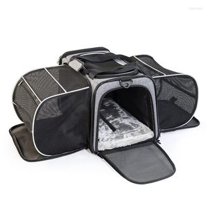 Köpek araba koltuğu dayanıklı küçük taşıyıcı 2 tarafı genişletilebilir nefes alabilen köpek evcil hayvan çantası yastıklı omuz askısı seyahat dış mekan taşıma kutusu