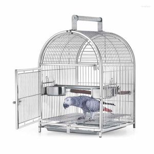 Gabbie per uccelli Grande gabbia in acciaio inossidabile Pappagallo Case da allevamento di lusso Viaggi all'aperto Nidos Para Pajaros Accessori per uccelli DL60NL
