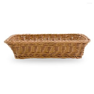 Garrafas de armazenamento cesta de decoração imitação de cesta de rattan festival de plástico portátil grande exibição de retângulo diy lavável 3 tamanhos