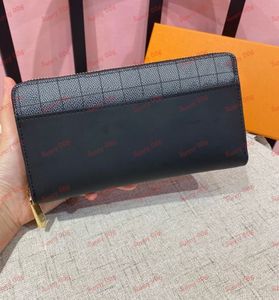 Designer Purses Long Women Dragkedja sedel och plånbok Luxury Passport Holder Printed Grid Design Multifunktionella kort Pack Pengarpåse