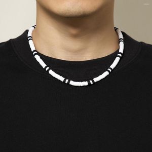 Halsband TAUAM Sommer Weiß Schwarz Farbe Weichen Ton Perlen Halsketten Für Frauen Männer Einfache Minimalistischen Kragen Schmuck Geschenke