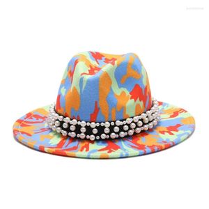 Basker hattar fedoras för kvinnor 3d målade filt hatt party modell po wide brim panama cap unisex bulk pris fedora