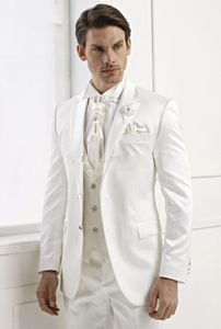New Fashion White Slim Fit Men Suits Cuits Vestvestpants Custom Made Two Button Groom Tuxedos Groomsmen Man Suits Formal PAR4090200