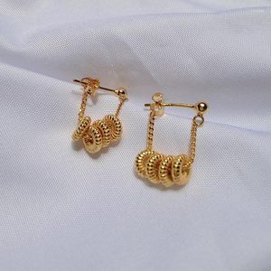 Brincos de argolas de luxo feminino chique pequeno roda redonda de roda redonda cor de ouro vintage para mulheres jóias de casamento