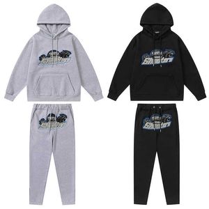 Träningsoveraller herr Trapstar Coup Set Hoodie Sweatshirts Herr Dam Vinter Varm tröja Träningsbyxor Grå Svart 1117H22