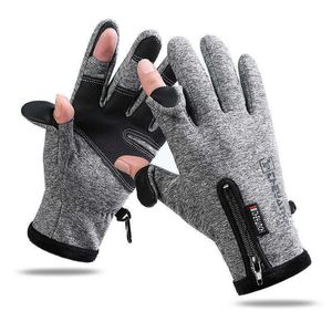 Cykelhandskar Vintercykelhandskar Justerbara dragkedja Anti-Lost Buckle Camping Anti-Slip Pouch Screen Cycling Gloves For Men Women T221019