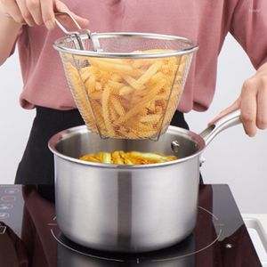 Dinnerware Sets French Fries Colander Noodle Strainer Big Filter Durable Stainless Steel Fried Chicken Net Foldable Kitchen Utensil