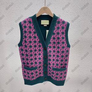 Kvinnor stickar tröjor mode cardigan västar vinter stilig v hals tröja väst kvinnor varma stickade tees 22fw stickor väst