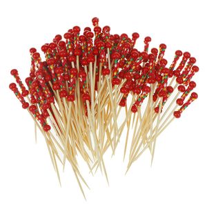 100Pcs/Bag Disposable Bamboo Fruit Forks Wedding Birthday Christmas Party Cocktail Food Fruit Skewer Pick Decoration
