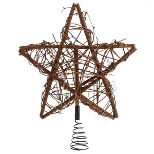 Christmas Decorations Tree Topper Starrattan Decor Holiday Ornament Decoration Finial Toppers Adornment Prop Lights Shaped