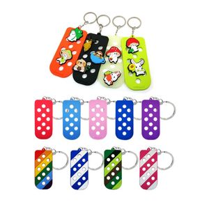 Shoe Parts Accessories Shoes Charms Keychain Soft Eva With Holes Fit Clog Charm Storage Key Board Pink Rainbow Blue Purple Ring Orna Smt0Y