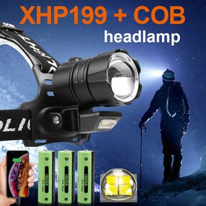 Stirnlampen sind die wiederaufladbare LED XHP199, die leistungsstärkste Lampe, USB,