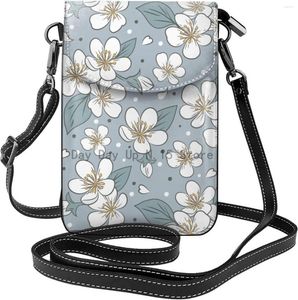 Duffel Bags White Cherry Blossom Leather Cell Phone Crossbody Travel Wallet Handbag Adjustable Strap Gifts For Women Girl