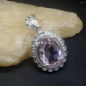 Pendant Necklaces Gemstonefactory Jewelry Big Promotion 925 Silver Nice Oval Pink Topaz Kunzite Women Ladies Mom Gifts Necklace 20223811