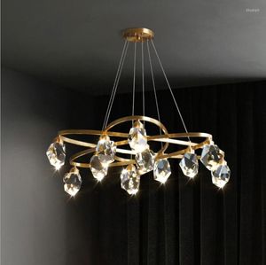Lampadari Arte moderna Lampadari a LED Illuminazione Cristallo di lusso sospeso per la decorazione del soggiorno Lampada da soffitto per interni