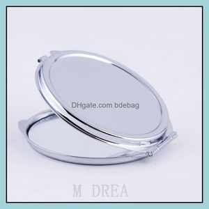 Party Favor Mini SubliMation Makeup Mirrors Portable Diy Blank Plated Aluminium Sheet Girt Cosmetic Compact Mirror Decoration Dr DHH0C
