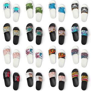 custom men women slippers shoes artoon animal design diy word black white blue red mens trainer 016