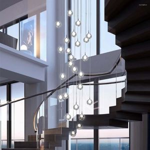 Kronleuchter Luxus LED Kristall Kronleuchter Für Treppenhaus Wohnzimmer Moderne Minimalistische Glas Runde Kugel Hängen Lichter Kreative Kunst Lampen