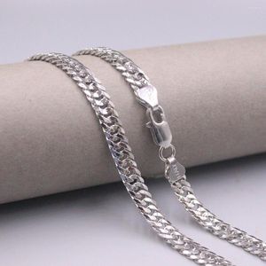 Kedjor riktiga silver 925 halsband för kvinnor män stor trottoarkedja 6mm retro smycken tröja 50 cml