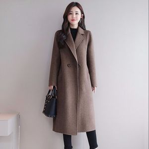 Женская шерстяная смеси Leiouna Long Long Button Office Office Fashion Office En Winter Tockate большой негабаритный костюм 221117