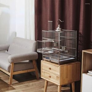 Bird Cages Large Luxury Cage Transparent Tray Stainless Steel Rectangle Houses Outdoor Parrot Gaiolas Supplies BS50BC