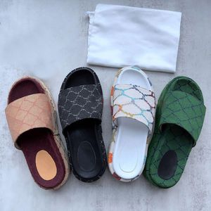 Platform Sandals Womens Slippers Italy Lux fashion 55mm Canvas Covered Rubber slip-on slide sandals